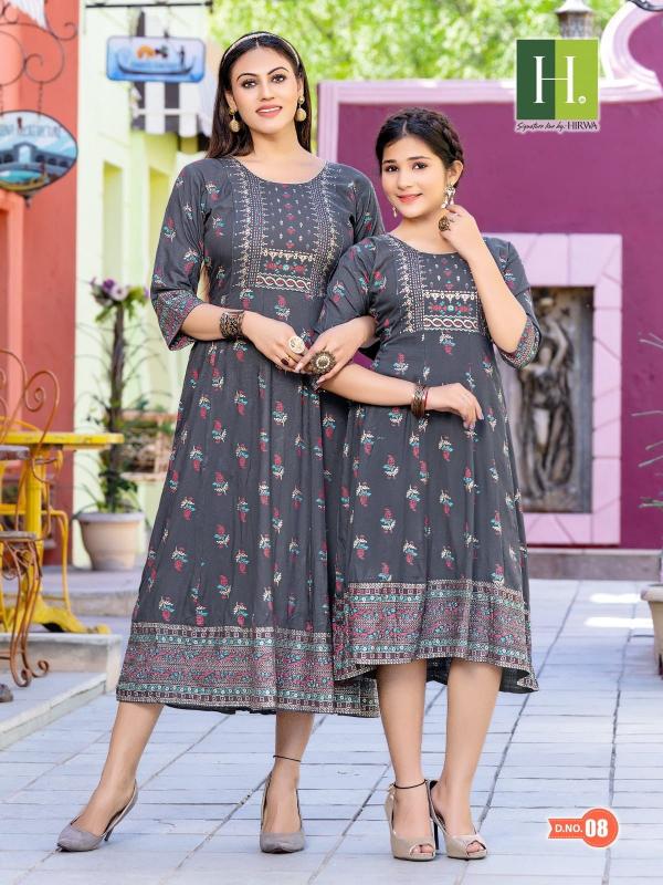 Hirwa Ridhi Shidhi Daughter Rayon  Printed Anarkali Kurti Collection